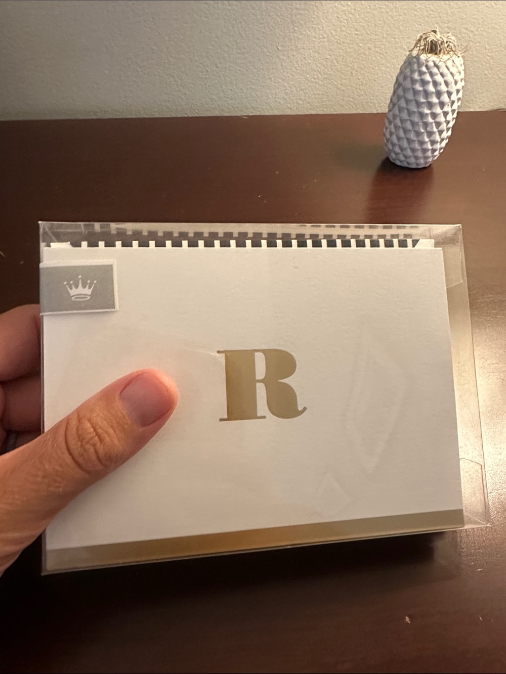 Monogram R Gold Letter Hallmark Cards - White Folded Stationery with Envelopes